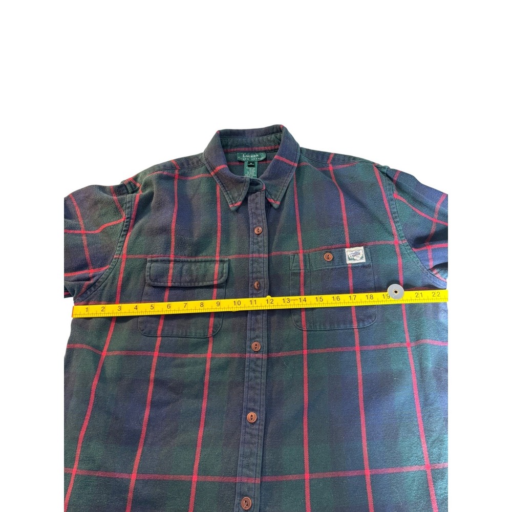 Lauren Ralph Lauren Men Plaid Flannel Shirt Long Sleeve Button Down Green Red  M